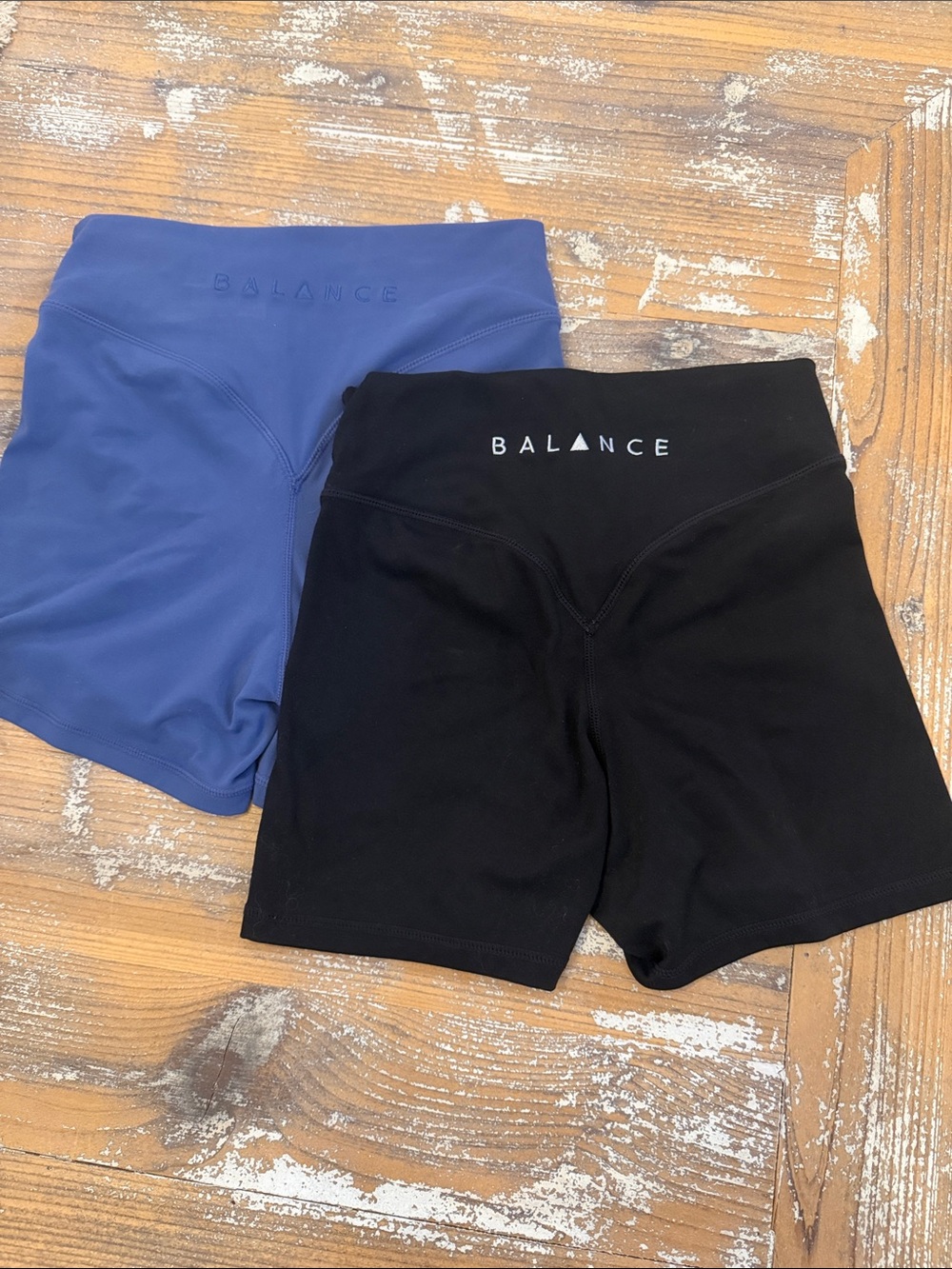 Balance High-Waist Athletic Shorts — Black and Blue